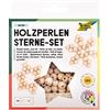 folia 22520 - Set di perline di legno Nature, set fai da te con 160 sfere di legno e un filo di colore naturale per infilare, fai da te di stelle e ciondoli
