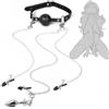 Hybacrbyn Kit BDSM con Imbracatura per Coppie - Plug Anale in Acciaio Inossidabile, Bavaglio Traspirante, Pinze per Capezzoli e Clitoride, Cintura Regolabile in PU, Accessori Bondage