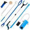 CAidRE Kit di 7 pezzi, kit per la sostituzione totale dell'anca per anziani, ausili per la mobilità con Reacher Grabber, calzascarpe, sollevatore gambe, spazzola doccia, grattaschiena, aiuto per la