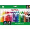 Alpino - Set di 24 pennarelli a punta rotonda da 1 mm | Assortimento di colori vivaci per scrittura, schizzi e design | Pennarelli in fibra resistenti e durevoli | Non perde la carta | Super lavabile