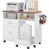 YITAHOME Mobile schedario con base rimovibile e asta per appenderlo, organizer con 10 ruote, armadietto per casa e ufficio, bianco
