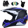 FASXZVM Integrale Casco da Motocross Impostato, con Occhiali Guanti Maschera, Gioventù Capretto Fuori Strada Moto Karting Scooter Casco, Discesa MTB ATV BMX Enduro Quad Bicicletta Sporca Schianto Casco ( Colo