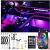 QAUBEN Auto illuminazione ambiente 64 colori multicolore musica fibra ottica RF telecomando + APP controllo auto fai da te kit di illuminazione dell'atmosfera decorativa DC 12V 1W 5m