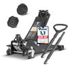 STAHLWERK Cric idraulico con portata di 3 t, extra piatto, 73 - 500 mm, ruote gommate, doppio pistone, cric idraulico, sollevatore auto nero, WHB-73 ST