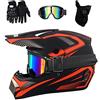 FASXZVM Doppio Sport Integrali MTB Casco da Motocross, con Occhiali Guanti Maschera, Gioventù Bambini Fuori Strada ATV Moto Incidente Casco, Discesa BMX Enduro Quad Bicicletta Sporca Casco per Ragazzo Ragazza