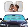 Naispanda Parabrezza per auto con testo personalizzato con foto, Parasole Auto Personalizzato con 1-4 foto per parabrezza per auto camion furgoni