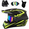 FASXZVM Doppio Sport Integrali MTB Casco da Motocross, con Occhiali Guanti Maschera, Gioventù Bambini Fuori Strada ATV Moto Incidente Casco, Discesa BMX Enduro Quad Bicicletta Sporca Casco per Ragazzo Ragazza