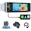 CAMECHO 1 Din Carplay Android Auto Autoradio, 5.1 Pollici IPS Tactile Schermo Stereo Auto con Bluetooth Mirror Link/FM/EQ/SWC/AUX/Assistente vocale + Telecamera posteriore AHD + MIC