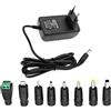 JZK Alimentatore 6V 1A con spina 5,5 x 2,1 mm, trasformatore 100-240V AC a 6V DC 1000mA con 8 spine DC intercambiabili per strisce LED, telecamere CCTV, router