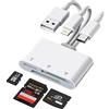 Lymfora XDLettore di schede, lettore di schede SD con Lightning/USB-C/USB-A, adattatore per schede SD/TF/XD 3 in 1 per iPhone 16/15/14/13, iPad, PC, Android