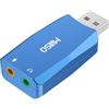 MillSO Scheda audio esterna USB con funzione di registrazione interna per podcast, registrazione, adattatore per cuffie USB da 3,5 mm per PC, laptop, cuffie, microfono - Blu