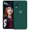 POUHYE Cover per Samsung Galaxy A12 / M12 Custodia Originale, Gomma Gel di Silicone Liquida Cover con Protezione Fotocamera, Morbida Sottile e Antiurto AntiGraffio Case Verde scuro