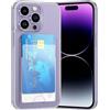 DEVASO Cover per iPhone 14 Pro Custodia Trasparente con Porta Carte，Portafoglio Custodia Protettiva in Silicone Sottile Morbido TPU Anti-Graffio Tasche Case per 2 Carte