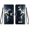 KARTXITAI Cover Compatibile con Asus Zenfone 3 Max ZC520TL PU Pelle TPU Portafoglio Magnetica con Disegni Motivo Animale Flip Custodia in Libro Slot Schede Custodia-Gatto della luna,cielo,stelle