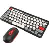 Yunseity Combo Tastiera e Mouse per Computer Wireless, Tastiera Compatta e Colorata con Copritasti Rotondi retrò, per OS X, PC Portatile (Black)