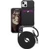 Wishcover store Cover Compatible per iPhon 15 Pro,Custodia con Cordino TPU Corda Silicone Case[Protezione Fotocamera],Gomma Bumper 3D Titolare della Carta Cordino Collana Necklace Disegni Case