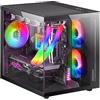 Mars Gaming MC-VIEW, Case Mini Tower Gaming Micro-ATX, Vetro Temperato a 90° Senza Cornice, Struttura Modulare a Doppia Camera, Supporto Completo per il Raffreddamento a Liquido, Nero