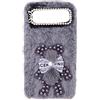 YKTO Peluche Custodia Compatibile con Galaxy Xcover 4S Ragazze Peluche Pearl Bear Cute Fluffy Glitter Bow Faux Plush Morbido e Confortevole Custodia Protettiva per Xcover 4S,Grey Pearl Bear
