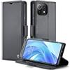 FERLAN Cover per Xiaomi 11 Lite+ 2 Pezzi Vetro Temperato,Antifurto,supporta ricarica wireless,in pelle multifunzione,chiusura magnetica con chiusura anti-urto,Nero