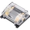 Aramox Blocco di Distribuzione dell'alimentazione con Fusibile In Lega di Zinco Placcato Oro Supporto ANL 0GA In 2 X 4GA Out 100A per Cablaggio Amplificatore Stereo per Auto In Auto Camion Barche
