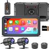 IXROAD CarPlay Moto Android Auto con Telecamera, 2K Dash Cam Moto Anteriore e Posteriore, Schermo Tattile da 6,25 con GPS, TPMS, Navigatore, Telecomando, Scheda TF da 64 GB