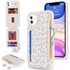 SailorTech per iPhone 11 Custodia per telefono con porta carte di credito per uomo, iPhone 11 Custodia con slot per carte di credito Portafoglio Zipper per donna-Leopardo Bianco