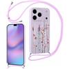 Foonary Cover con Cordino per iPhone 17 Pro max 6,9, Custodia con Laccio Collana Tracolla Aesthetic Disegni Morbido Antiurto Necklace Regolabile Protettiva Corda Case per iPhone 17 Pro max, Lavanda