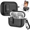 Fofvccv Fofvcc Custodia Compatibile con AirPods Pro 3 (2025), Cover Antiurto con Supporto Nascosto e Moschettone Portatile LED visibile per AirPods Pro 3 Generation PWJ Black
