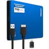 VisiQuality Hard disk esterno ad alta velocità da 750 GB, USB 3.0, disco rigido esterno, compatibile con Windows/Mac, Plug & Play, giochi per PS4 e Xbox, compatto, disponibile in 3 colori (blu)