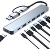 Lumitrex Adattatore USB C con USB 3.0, Hub USB Doppio 7 in 1, 4X USB2.0, Doppia Porta Dati USB-C per PC Portatili, PC