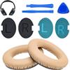 WADEO Cuscinetti di Ricambio per Bose QC25/QC15/QC2/AE2/AE2W, Kit di Sostituzione in Memory Foam e Pelle Proteica - Ritrova Comfort e Isolamento Acustico per Cuffie Over-Ear (Kaki)