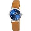 Excellanc Orologio da donna in ecopelle, con lancette luminose, analogico, al quarzo, 1900290, Blu/marrone