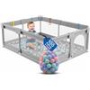 Avilia Box Bambini Pieghevole 180×120 cm con Piscina 100 Palline, Recinto per Bambini Neonato Atossico con Ventose Anti-Scivolamento, per Interno Esterno, Gemelli