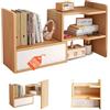 Avilia - Libreria da Scrivania in Legno con 5 Scomparti e 1 Cassetto Estensibile, Organizer Porta Libri da Scrivania Salvaspazio, Design Modulabile Facile da Montare e Resistente