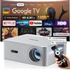 OSCAL Proiettore OSCAL PV800 PRO, 1400 ANSI lumen, compatibile con 4K, Google TV, messa a fuoco automatica, Wi-Fi 6, 200 pollici, silenzioso (meno di 35 dB)