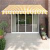 Tonture Tenda da sole retrattile, colore giallo e bianco, 3,5 x 2,5 m, con tessuto e telaio in alluminio, protezione solare e ombra per balcone, terrazzo, esterno, resistente ai raggi UV, manovella