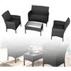 UISEBRT Set di mobili da giardino poli rattan Balcony Furniture Seating Set Lounge Set - Con divano 2 posti, sedie singole, tavolo e cuscini di seduta color antracite
