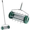 Spetebo Rullo aeratore per prato con 27 punte e manico in acciaio - 148 x 44 x 22 cm - Scarificatore manuale con denti per chiodi, aeratore per prato, rullo da giardino, scarificatore, aeratore per