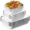 PORFOYO Vaschette Alluminio per Barbecue, 30 Pezzi Teglie Alluminio Usa e Getta con Coperchio, Vaschette Alluminio con Coperchio per Cucina e Grigliate, Perfette per Cuocere, Arrostire, 2300ml 1100ml 800ml