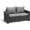 Keter California Divano da Giardino 2 Posti, Divano in Rattan Cuscino Incluso Color Grafite
