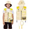 BSBUY Set Esplorazione Bambini 21 Pezzi Kit Esploratore Gilet Cappello Lente Ingrandimento Costume Caccia Insetti 3-12 Anni(Giallo)