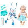 Generic Bambola con passeggino - 10 pollici in PP rosa/giallo/blu/viola, per bambini, Set da gioco realistico | per ragazzi e ragazze 3 anni in su