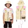 BSBUY Set di ricercatori per bambini, 4 pezzi, giocattolo esplorazione con giubbotto di carico, cappello e lente d'ingrandimento, giocattolo per attività all'aria aperta, per esplorare la natura