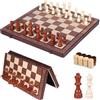 Houkary Scacchiera in Legno, 2 in 1 Scacchi Magnetici, 39x39 cm Scacchiera Pieghevole Professionale, Backgammon, Scacchi Portatile con Borsa Portaoggetti, per All'aperto Viaggio Festa