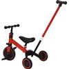 LANTUS Triciclo Bambini, Triciclo Bimba e Bimbo con Maniglione ad Altezza Regolabile, Max 25 kg, Giochi per Bambini 18 Mesi, 2-5 Anni, Ruote Silenziose, Asta di Spinta-3 in 1 (rosso)