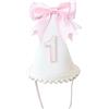 LIbgiubhy Cappello di compleanno per bambini, design in tessuto morbido con fiocco per feste di 1 anno e accessori fotografici