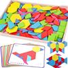 YUNHENTONG 155 Pezzi Tangram Legno Bambini, Giochi Legno Montessori Tangram Puzzle con 12 Carte Fronte-Retro, Forme Geometriche bambini dai 3 Anni in su per Giochi Didattici di Primo Apprendimento