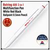 Rotring 600 3 in 1 penna multifunzione bianca rossa nera matita a sfera 0,5 mm