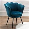 chairus Poltrona Imbottita Poltrona Camera da Letto in Velluto Poltroncina con Gambe in Metallo Nero Sedia da Salotto Sedie Imbottite per Camera da Letto/Soggiorno, Petrolio