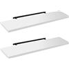WOLTU Mensola da Muro, Set di 2, Scaffale Sospeso da Parete Libreria Piccola per Soggiorno Cameretta Porta CD DVD, Pannello MDF 110x22,9x3,8cm, Bianco, RG9483ws-2